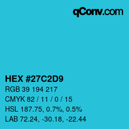 颜色代码: HEX #27C2D9 | qconv.com