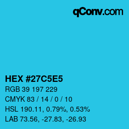 カラーコード: HEX #27C5E5 | qconv.com