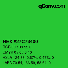 Color code: HEX #27C73400 | qconv.com
