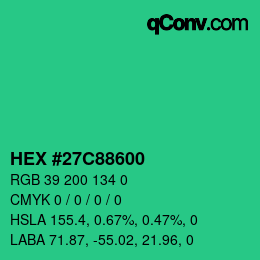 Color code: HEX #27C88600 | qconv.com