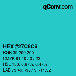 Color code: HEX #27C8C8 | qconv.com