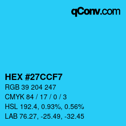 Color code: HEX #27CCF7 | qconv.com