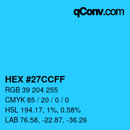 Código de color: HEX #27CCFF | qconv.com