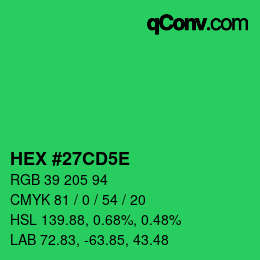 Color code: HEX #27CD5E | qconv.com