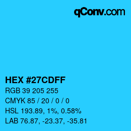 Color code: HEX #27CDFF | qconv.com