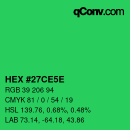 Color code: HEX #27CE5E | qconv.com