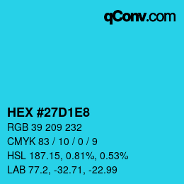 Color code: HEX #27D1E8 | qconv.com