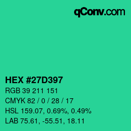 Color code: HEX #27D397 | qconv.com