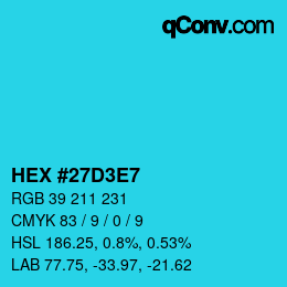 Color code: HEX #27D3E7 | qconv.com