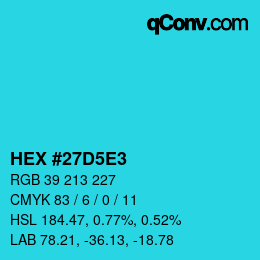 Color code: HEX #27D5E3 | qconv.com