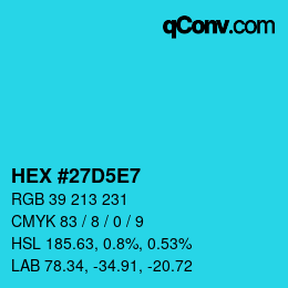 Color code: HEX #27D5E7 | qconv.com