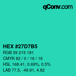 Color code: HEX #27D7B5 | qconv.com