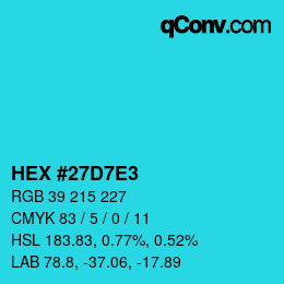Color code: HEX #27D7E3 | qconv.com