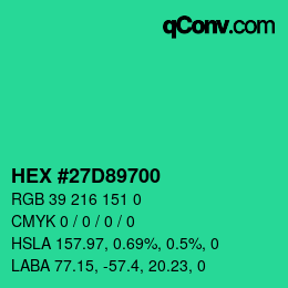 Color code: HEX #27D89700 | qconv.com