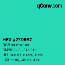 カラーコード: HEX #27D8B7 | qconv.com