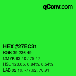 Color code: HEX #27EC31 | qconv.com