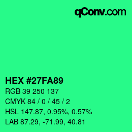 Código de color: HEX #27FA89 | qconv.com