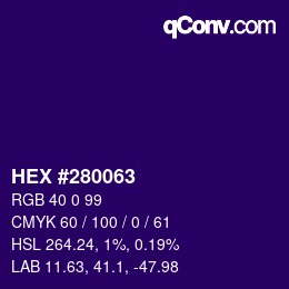 Color code: HEX #280063 | qconv.com