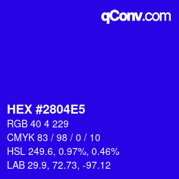 Color code: HEX #2804E5 | qconv.com