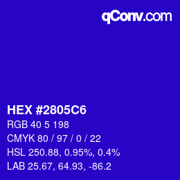 カラーコード: HEX #2805C6 | qconv.com