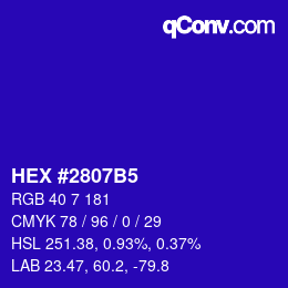 Color code: HEX #2807B5 | qconv.com
