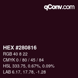 颜色代码: HEX #280816 | qconv.com