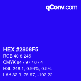 カラーコード: HEX #2808F5 | qconv.com