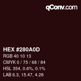 Color code: HEX #280A0D | qconv.com