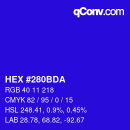 Color code: HEX #280BDA | qconv.com