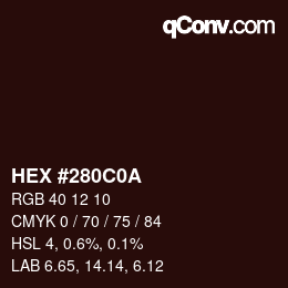 Color code: HEX #280C0A | qconv.com