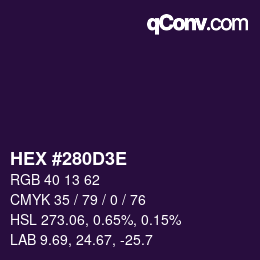 Color code: HEX #280D3E | qconv.com