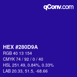 Color code: HEX #280D9A | qconv.com