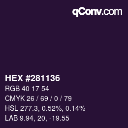 Color code: HEX #281136 | qconv.com