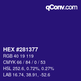 カラーコード: HEX #281377 | qconv.com