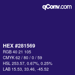 カラーコード: HEX #281569 | qconv.com
