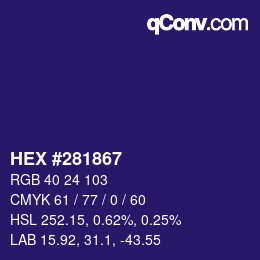 Color code: HEX #281867 | qconv.com