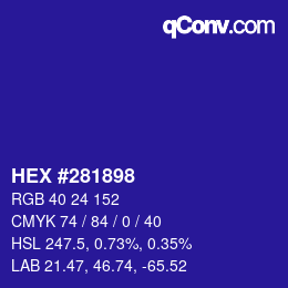 Color code: HEX #281898 | qconv.com