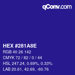 Color code: HEX #281A8E | qconv.com