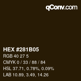 Color code: HEX #281B05 | qconv.com