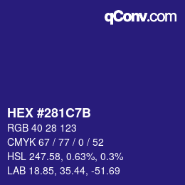 Color code: HEX #281C7B | qconv.com