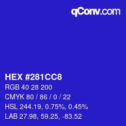Farbcode: HEX #281CC8 | qconv.com