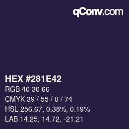 Farbcode: HEX #281E42 | qconv.com