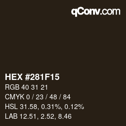 Color code: HEX #281F15 | qconv.com