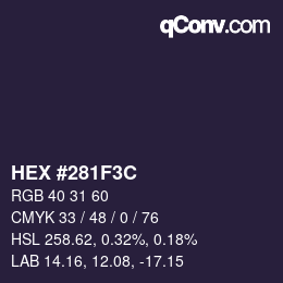 Color code: HEX #281F3C | qconv.com