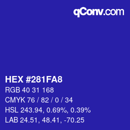Color code: HEX #281FA8 | qconv.com