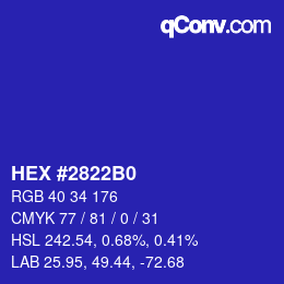 Color code: HEX #2822B0 | qconv.com
