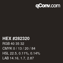 Código de color: HEX #282320 | qconv.com