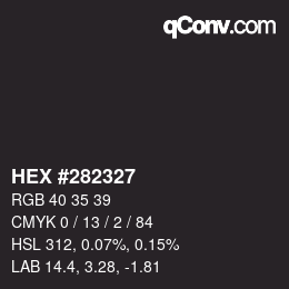 颜色代码: HEX #282327 | qconv.com