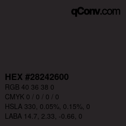 Color code: HEX #28242600 | qconv.com