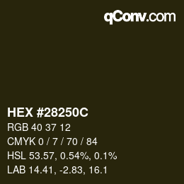 Color code: HEX #28250C | qconv.com